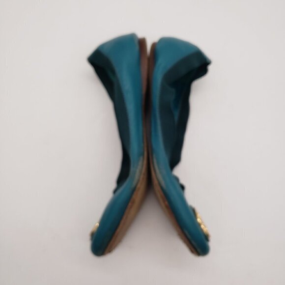 Tory Burch Caroline Ballet Flats Blue Leather Packable Slip On Shoes Sz 7.5M - Picture 8 of 8